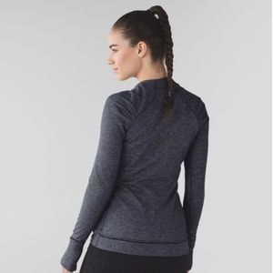 Lululemon Think Fast Long Sleeve Heathered Herringbone Heathered Black B…